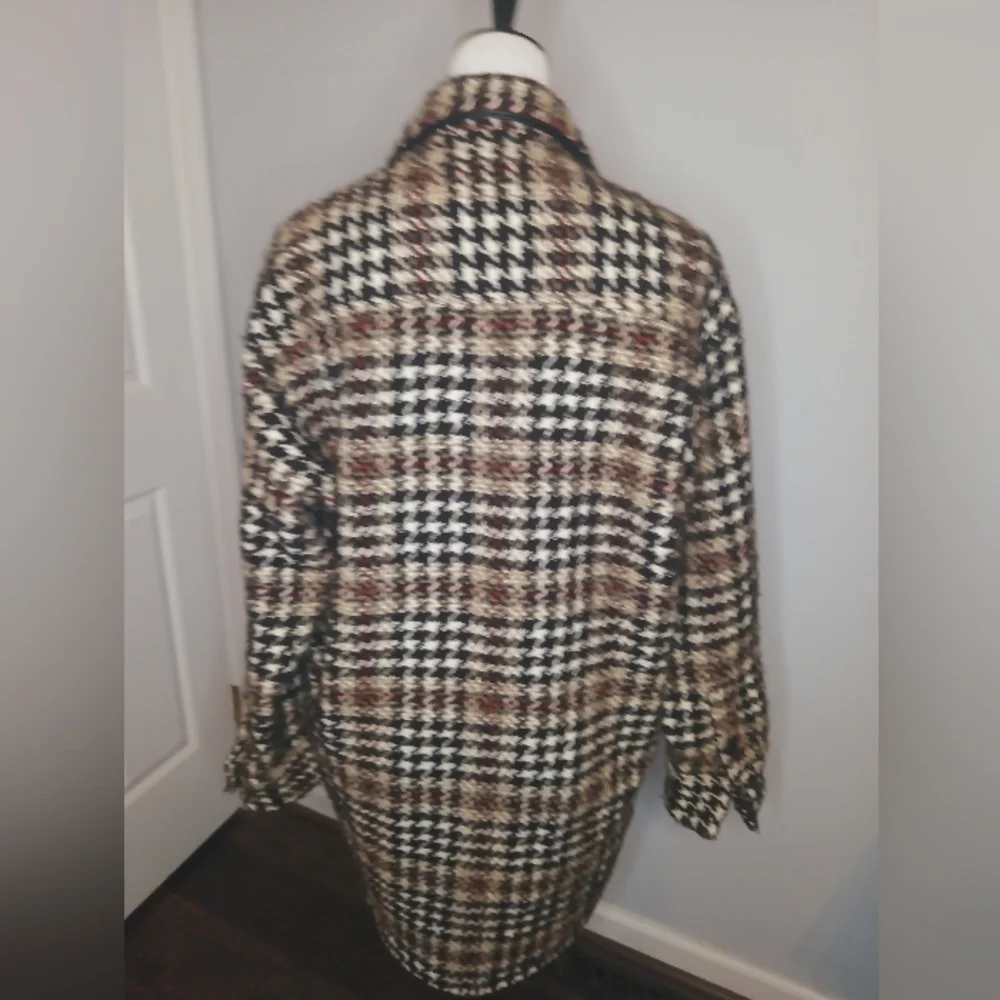 The Kooples Plaid Tweed Oversized Button Front Jacket - Picture 4 of 8